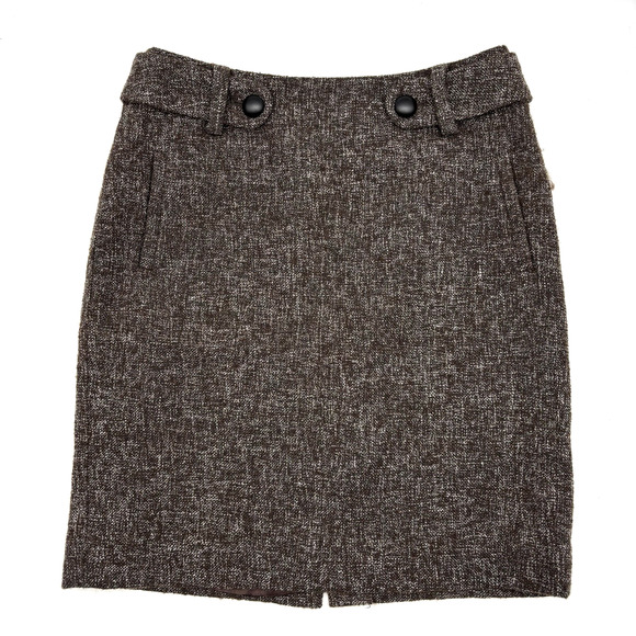 2009 Banana Republic Brown Wool Blend Tweed 2 Pocket Pencil Skirt 00P 25x17.5" - Picture 1 of 11